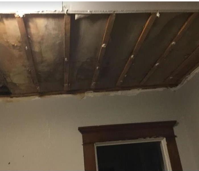 water damaged ceiling removed