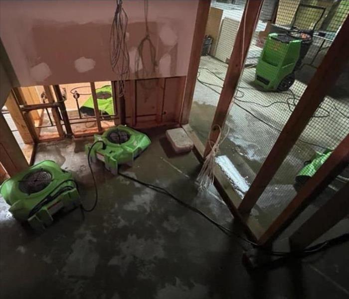 equipment set in basement after water damage